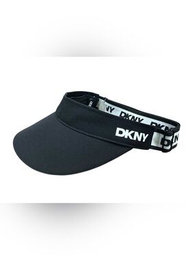 DKNY Black Logo Visor Hat Adjustable Stretch Athletic Golf Tennis Sun Visor
